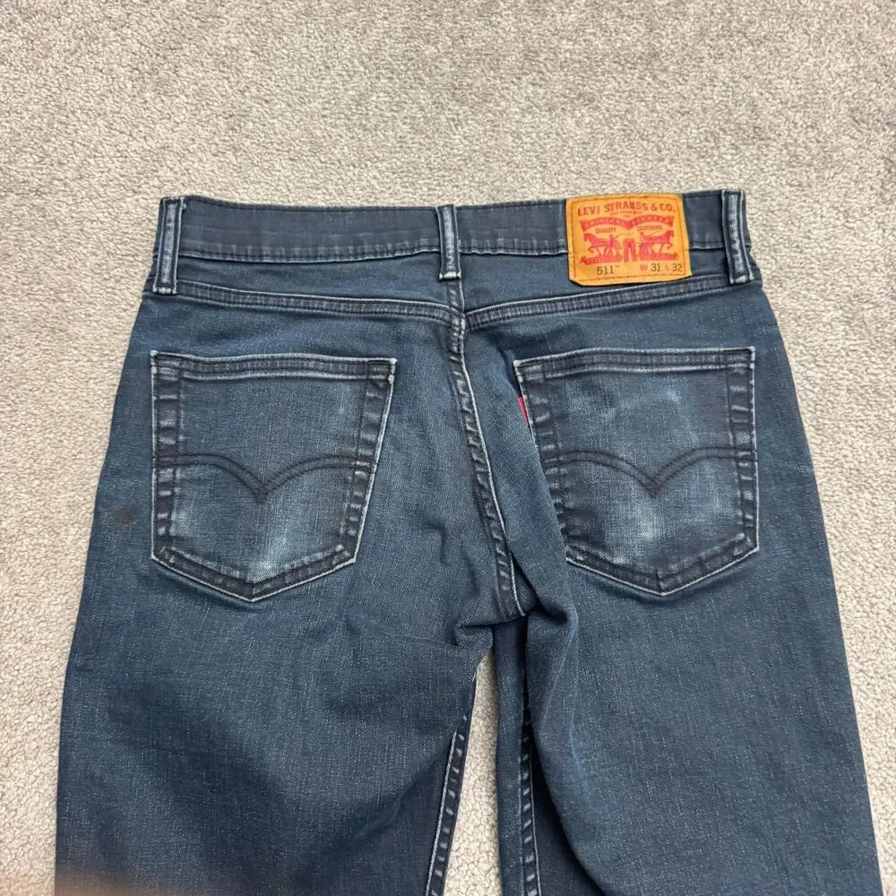 Levi's 511 Straight Leg Slim Fit Denim Jeans Mens 31x32 Dark Wash Cotton Casual